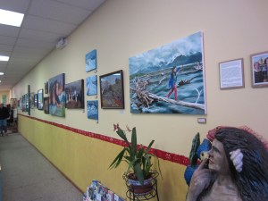 The wall, with everything hung. It took a long time to get it to look that straight and color-coordinated. Believe me. 