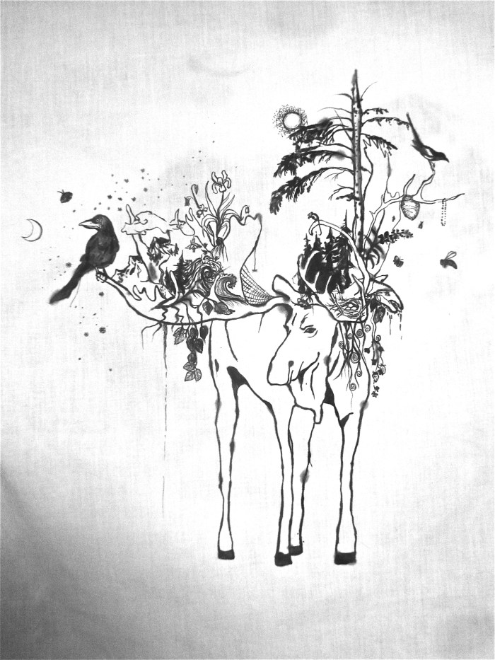 A drawing I did on fabric which ended up on a pillow for my sister. It's titled, 