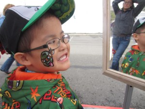 He got a ninja turtle---which matched the one on his sweatshirt!