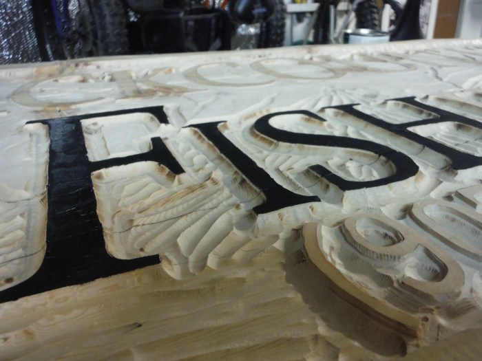 Sarah Glaser's sign for Chugach Backcountry Fishing in Moose Pass, Alaska